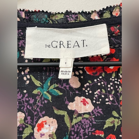 The Great. Yonder Fresh Water Floral Black Multi-Color Midi Dress Size 1 (small) - Picture 10 of 10